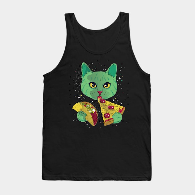 Cosmic Pizza Cat Tank Top by rjzinger